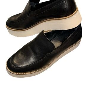 VINCE Black Leather Platform Loafers – Size 7.5